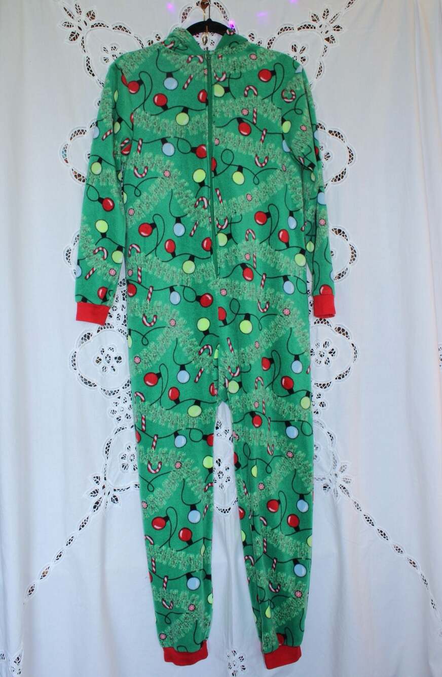 Cat & Jack Christmas Tree Fleece Hooded One-Piece Pajamas